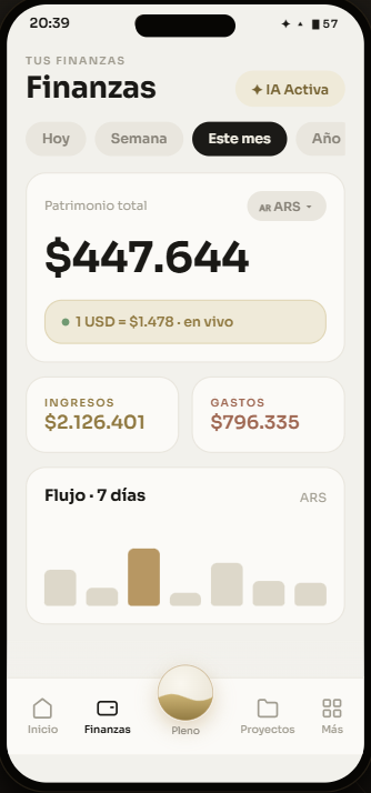 Módulo de Finanzas — transacciones y balance mensual
