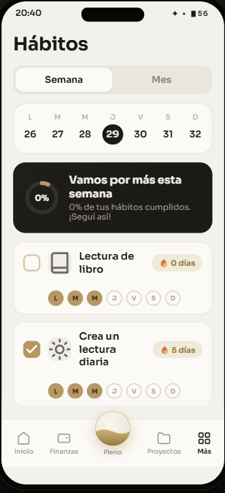 Módulo de Hábitos — rachas y checklist diario